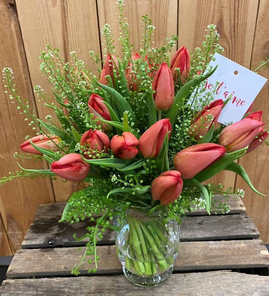 Bouquet de tulipes rouges